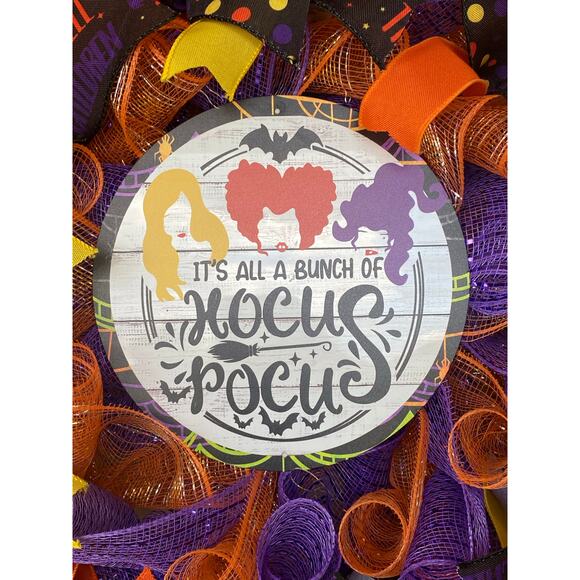 Hocus Pocus Halloween Wreath 🎃 Sanderson Sisters Door Decor Handmade - Picture 2 of 8